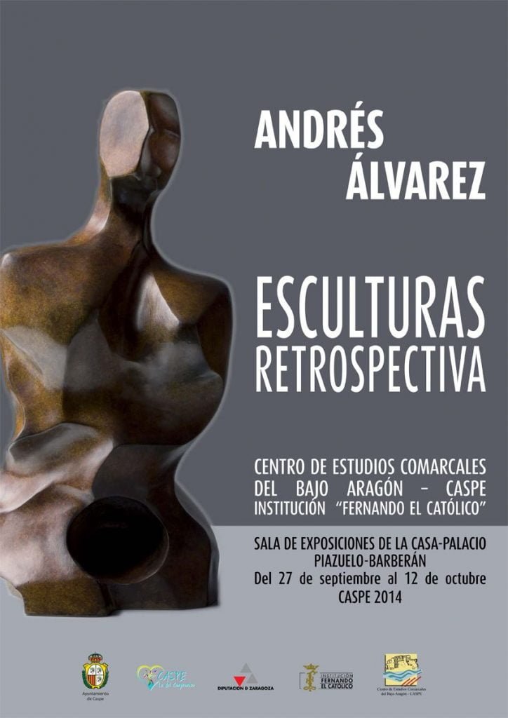 Cartel informativo sobre exposición de esculturas