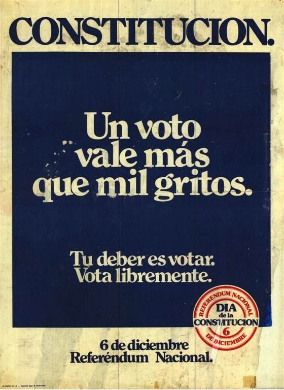 Cartel informativo político sobre votar la constitución