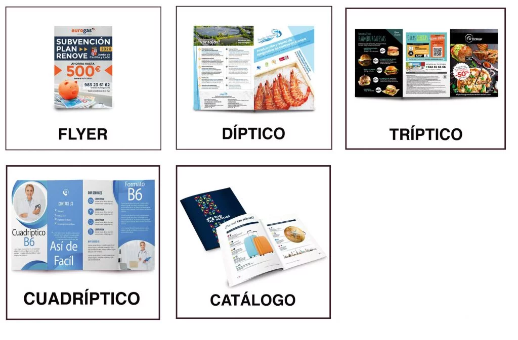 diferentes folletos para empresas