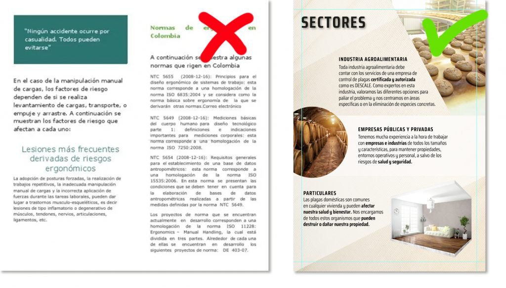 folleto publicitario efectivo mucho texto